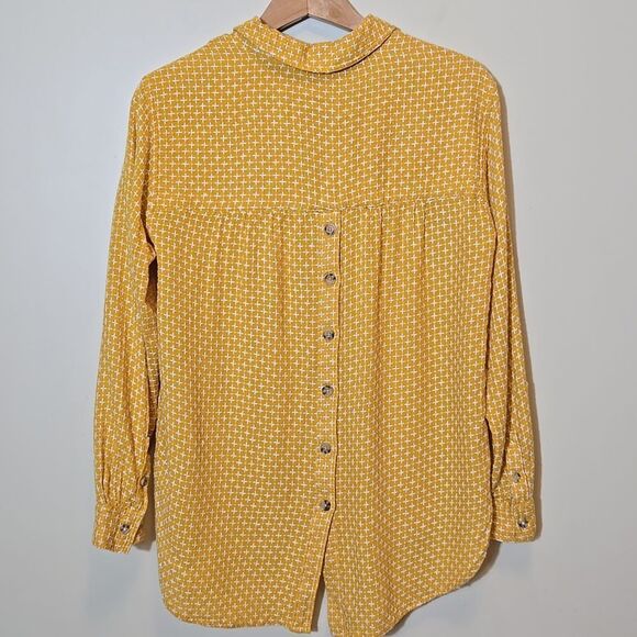 Anthropologie Isadora Long Sleeve Top Size Small Button Back Mustard Wool Blend - Picture 7 of 11